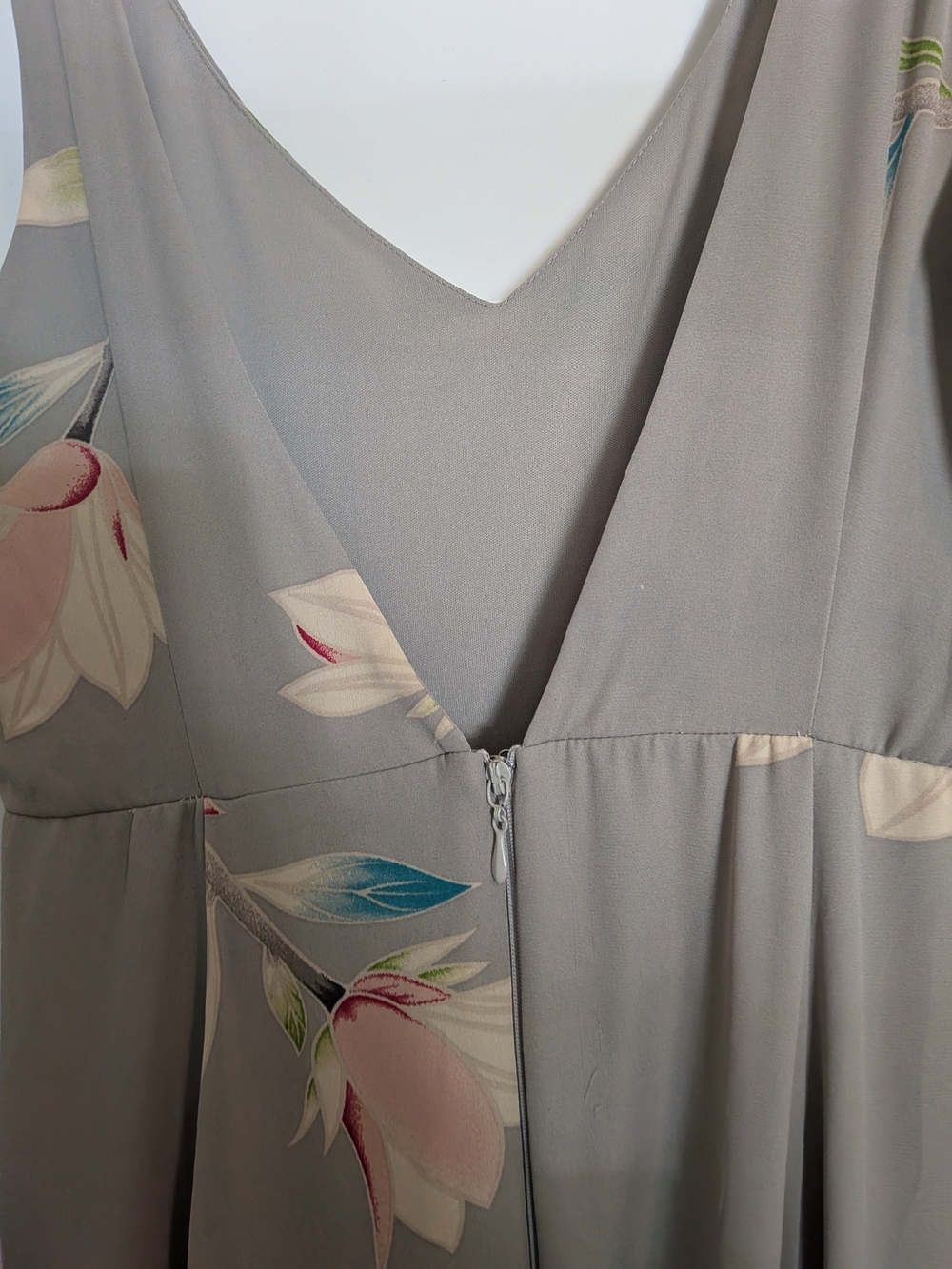 Mu Mu Gray Floral Maxi Dress with Pastel Accents
